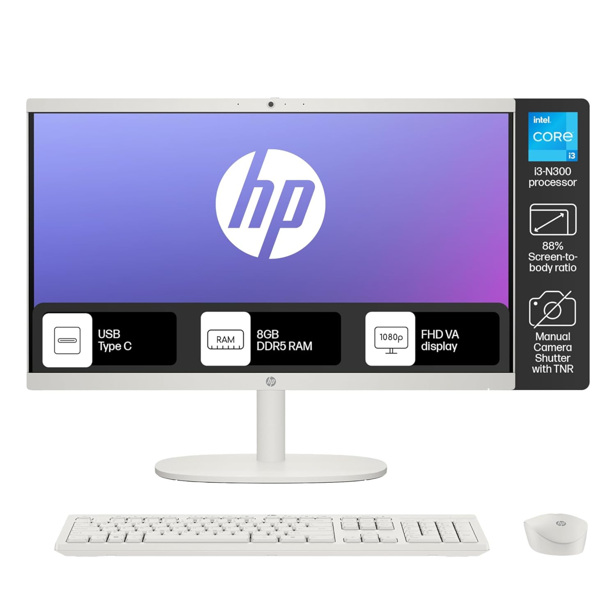 HP All-in-One Desktop Intel® Core™ i3-N300,21.5 in...